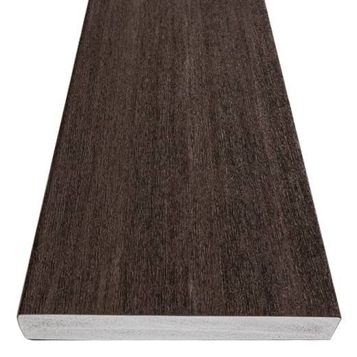 TimberTech Dark Hickory decking swatch showing a dark brown wood-like texture.